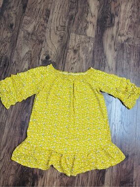 feathers Yellow Floral Strapless Dress